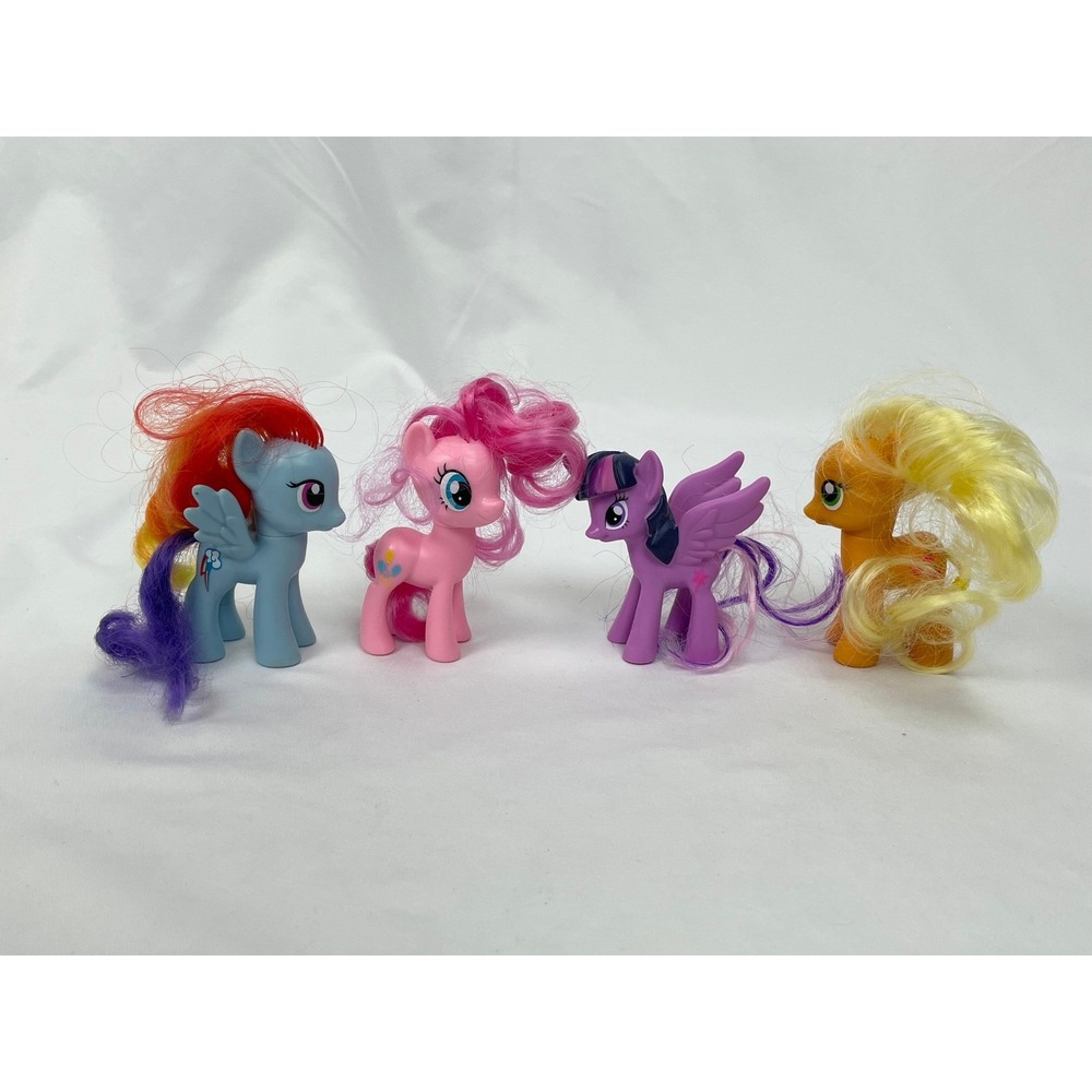 My Little Pony 4 Set Lot Mini Applejack Rainbow Dash Pinkie Pie Twilight Sparkle